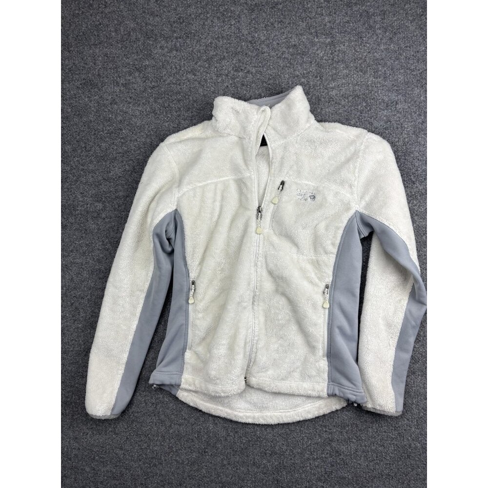 Mountain Hardwear Fleece Jacket Womens Small White Gray Full Zip High Pile Plush